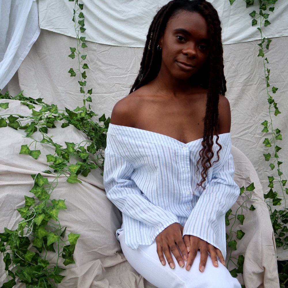 Off the shoulder button down